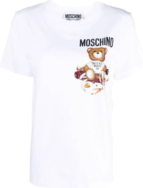 Moschino Wit Teddy Bear Logo T-Shirt White Dames