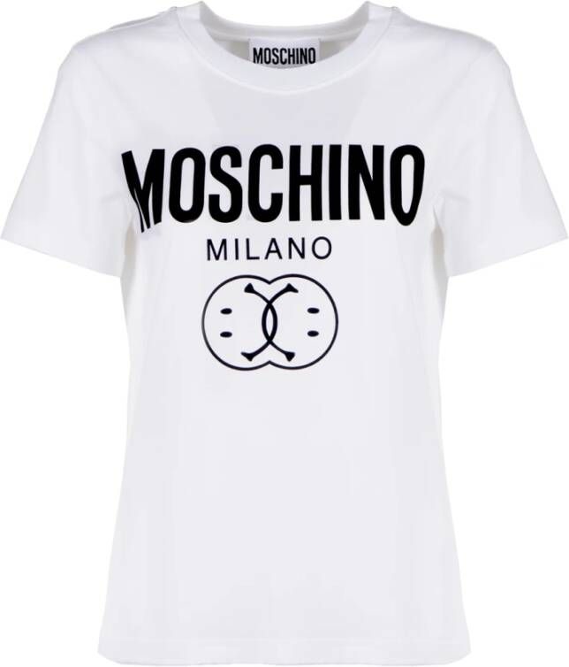 Moschino Twee Smile Logo T-Shirt in Wit White Dames