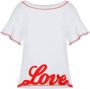 Love Moschino Witte Boxy Fit T-shirt met Gerimpelde Halslijn White Dames - Thumbnail 1
