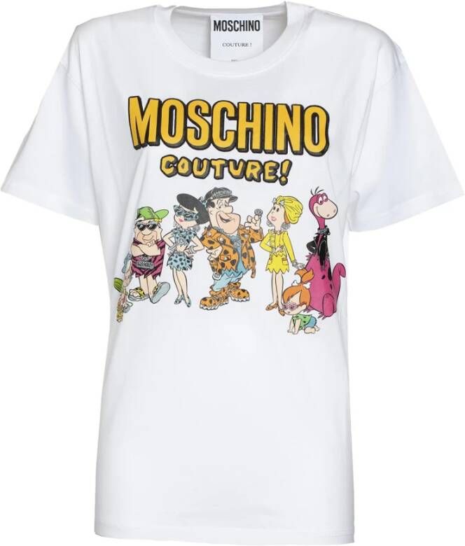 Moschino Flinstones Thema Oversized Tshirt White Dames