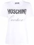 Moschino Vintage Leren Logo T-Shirt White Dames - Thumbnail 3