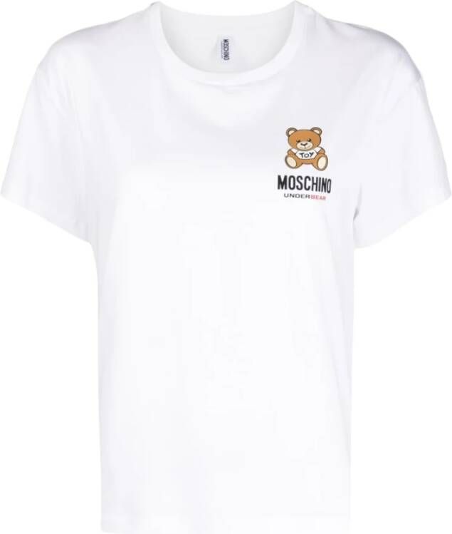 Moschino Dames Logo Print Katoenen T-shirt White Dames