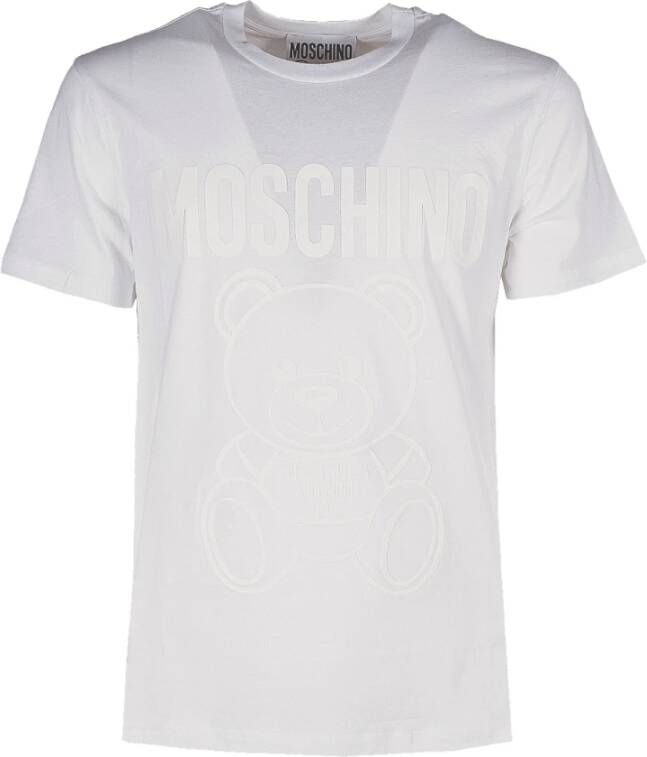 Moschino Teddy T-Shirt Upgrade Wit Tone Sur Tone White Heren