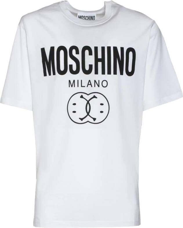 Moschino Two Smile T-Shirt Wit Zwart White Heren