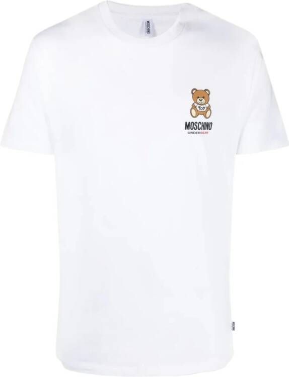 Moschino Heren Wit Stretch Katoenen T-Shirt Ondergoed White Heren