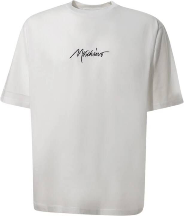 Moschino Signature Logo T-Shirt Wit White Heren