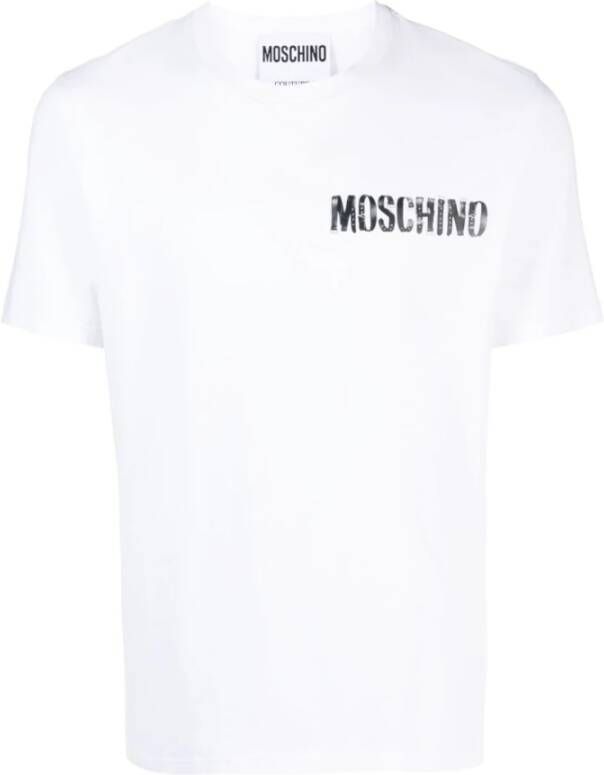 Moschino Logo-Print Crew-Neck T-Shirt Upgrade White Heren