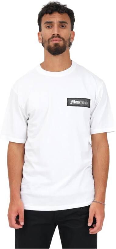 Moschino Witte T-shirt met Logo Patch voor Heren White Heren