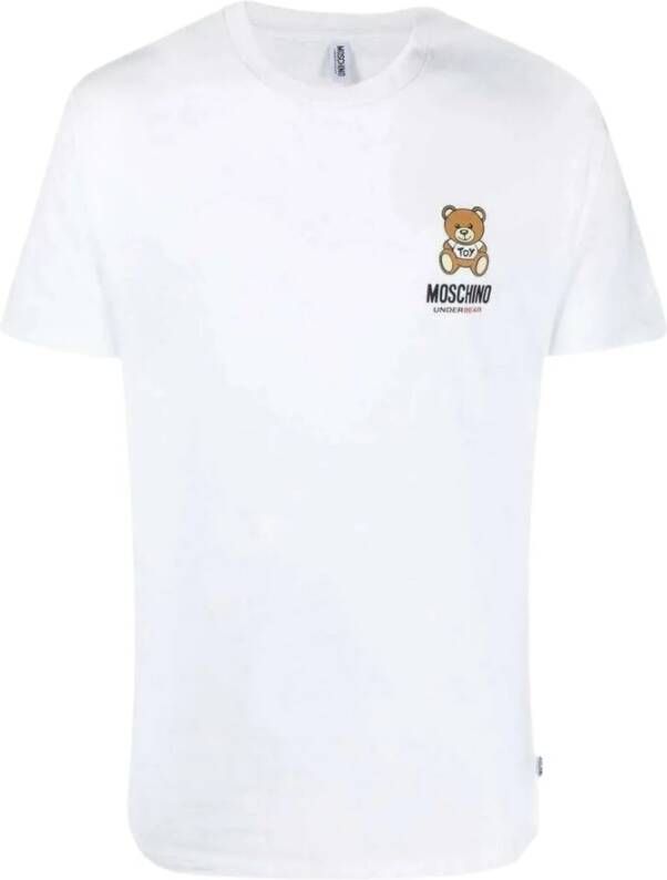 Moschino Heren Lente Zomer Logo Print T-Shirt White Heren