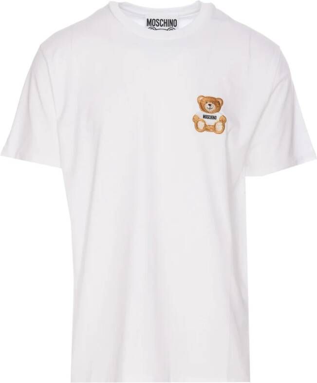 Moschino Wit Teddy Logo Crewneck T-Shirt voor Heren White Heren