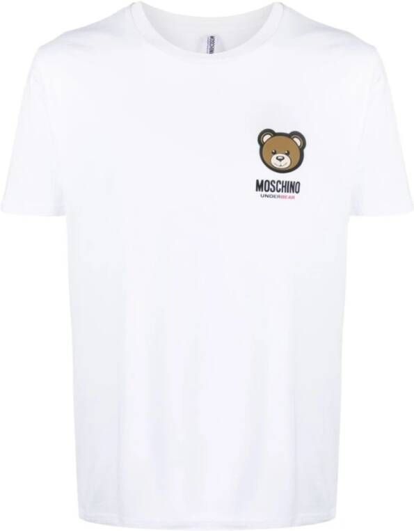 Moschino Stretch katoenen T-shirt met logo print White