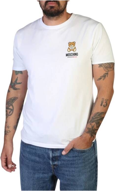 Moschino Heren Lente Zomer Logo Print T-Shirt White Heren