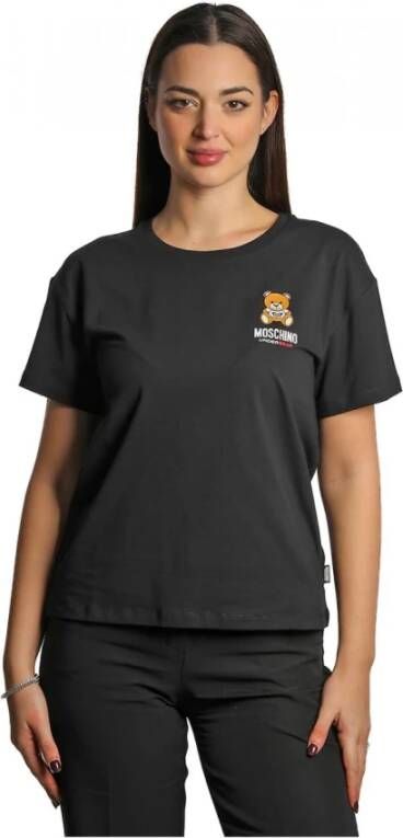 Moschino Stijlvol Logo-Bedrukt Zwart T-shirt voor Vrouwen Black Dames