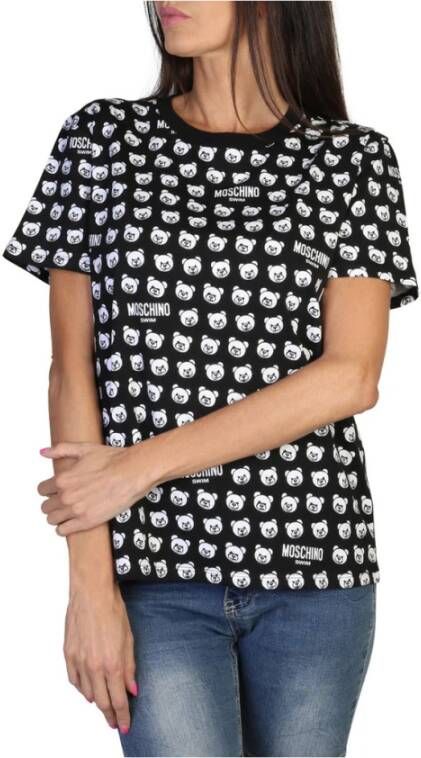 Moschino Zwart Logo-Print Katoenen T-Shirt met Teddy Bear Motief Black Dames