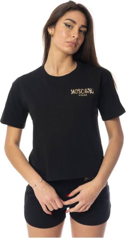 Moschino Leopardprint Katoenen T-shirt voor Dames Black Dames