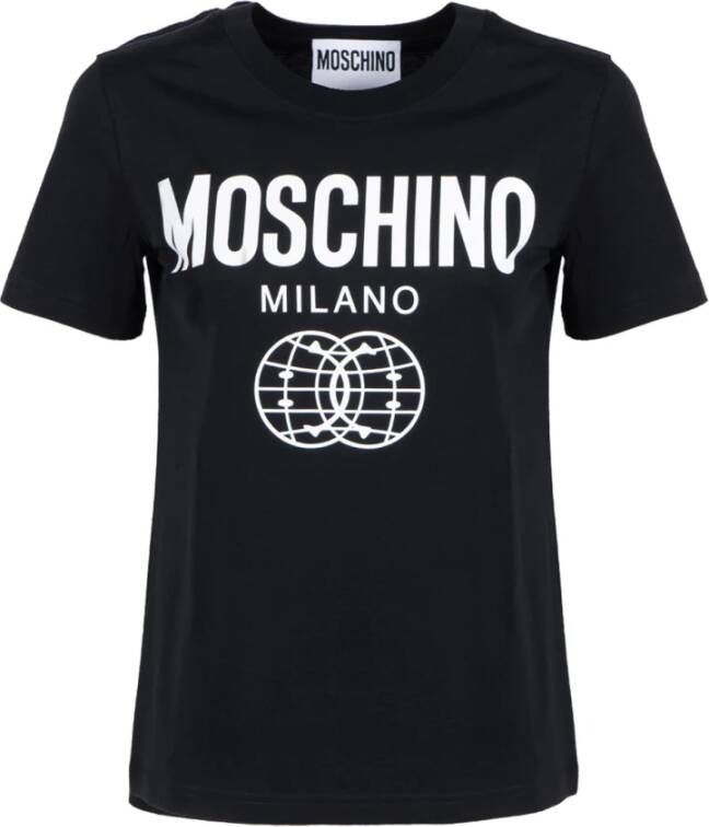 Moschino Double Smile Biologisch Katoenen T-Shirt Black Dames