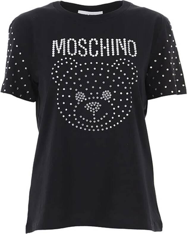 Moschino Stijlvolle katoenen logo T-shirt voor vrouwen Black Dames