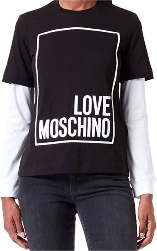 Love Moschino Zwarte Katoenen Tops T-Shirt Black Dames
