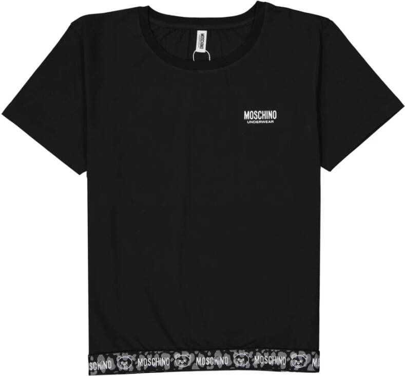 Moschino Katoenen T-shirt met elastische tailleband Black Dames