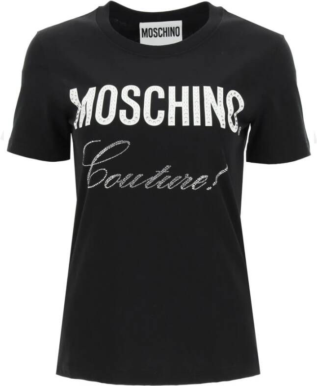 Moschino Couture Crystal Embellished T-Shirt Zwart Dames