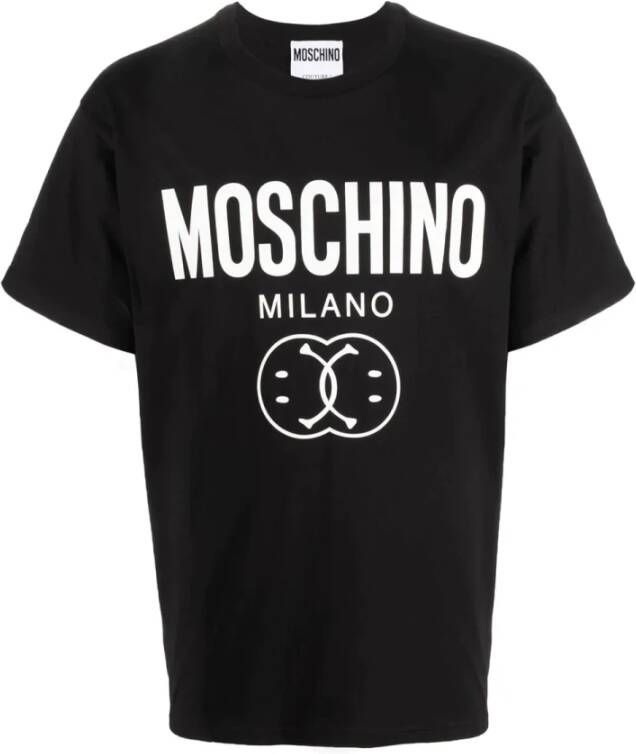 Moschino Double Smiley Logo T-shirt Zwart Zrj0725 2041 1555 Zwart Heren