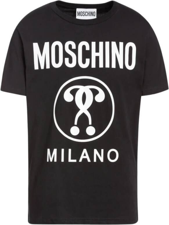 Moschino Zwarte katoenen T-shirt met logo print Black Heren
