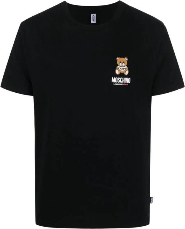Moschino Zwart Stretch Katoenen Logo T-Shirt Black Heren