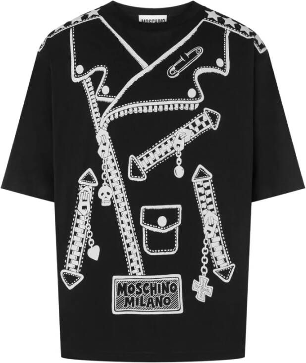 Moschino T-shirt met Grafische Print Zwart Black Heren