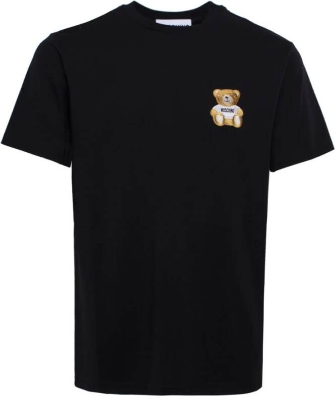Moschino Teddy Bear Logo Geborduurd T-shirt Black Heren