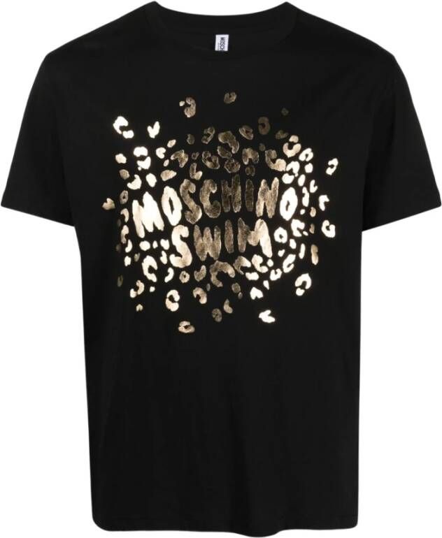 Moschino Logo-Print Katoenen T-Shirt Zwart Black Heren
