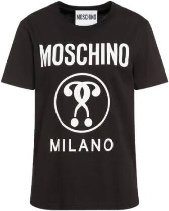 Moschino Double Question Casual T-Shirt voor Heren Black Heren