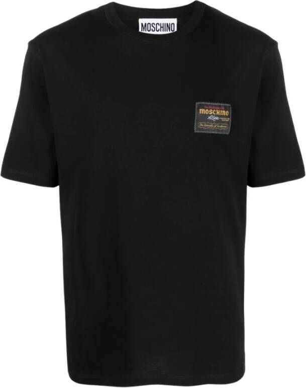 Moschino Zwart T-shirt met logo patch Black Heren
