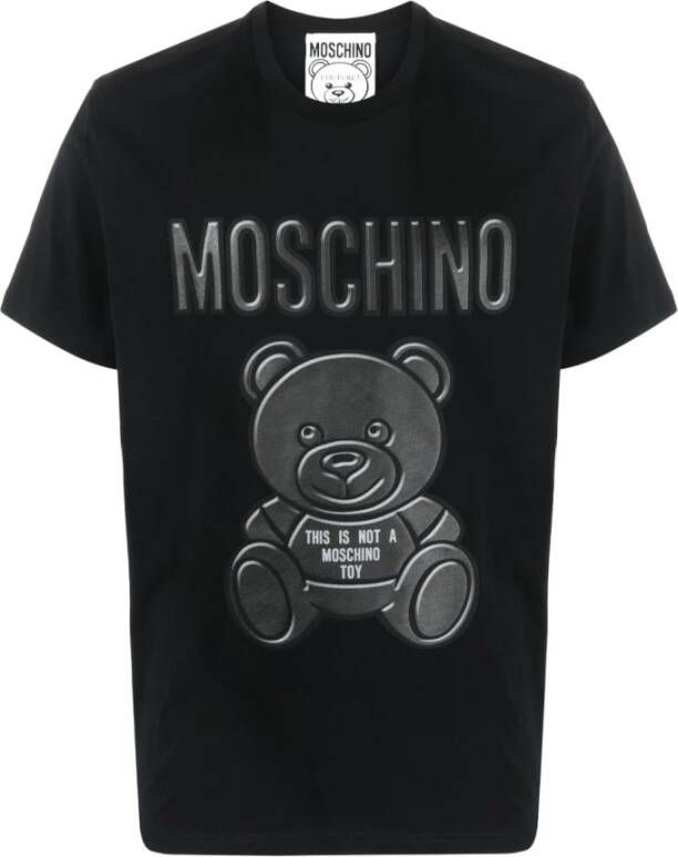 Moschino Zwarte katoenen T-shirt met Teddy Print Zwart Heren