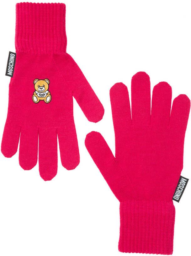 Moschino Wollen Teddybeer Handschoenen Pink Dames