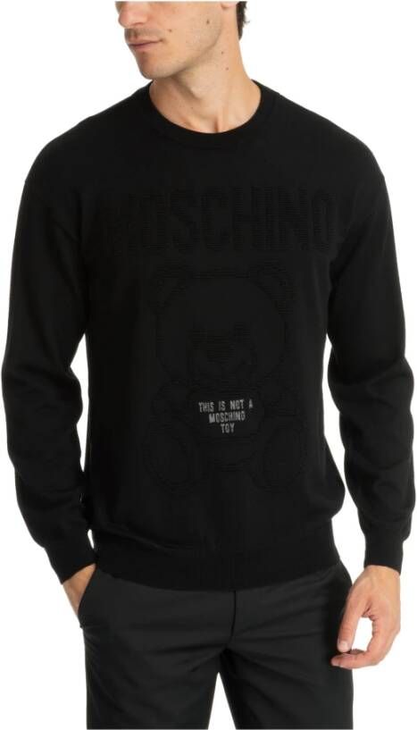 Moschino Luxe Wol Teddy Bear Pullover Black Heren