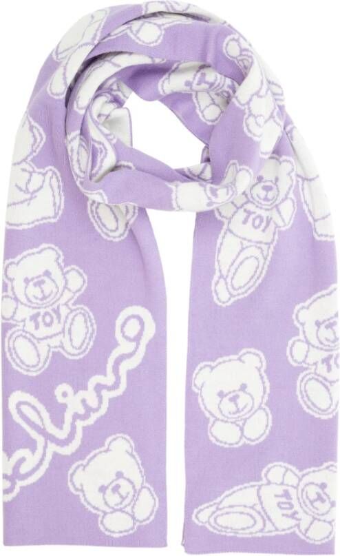 Moschino Teddy Bear Wollen Sjaal Purple Dames