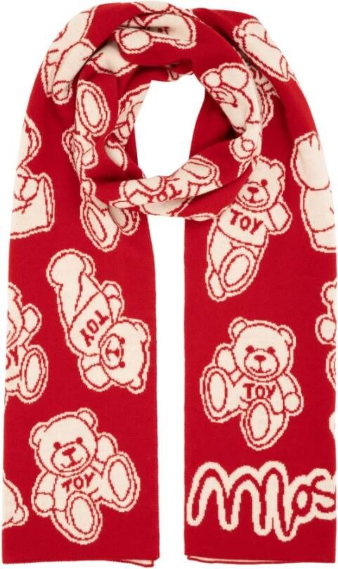 Moschino Teddy Bear Wollen Sjaal Red Dames