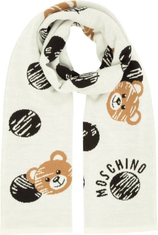 Moschino Teddy Bear Wool scarf Wit Dames