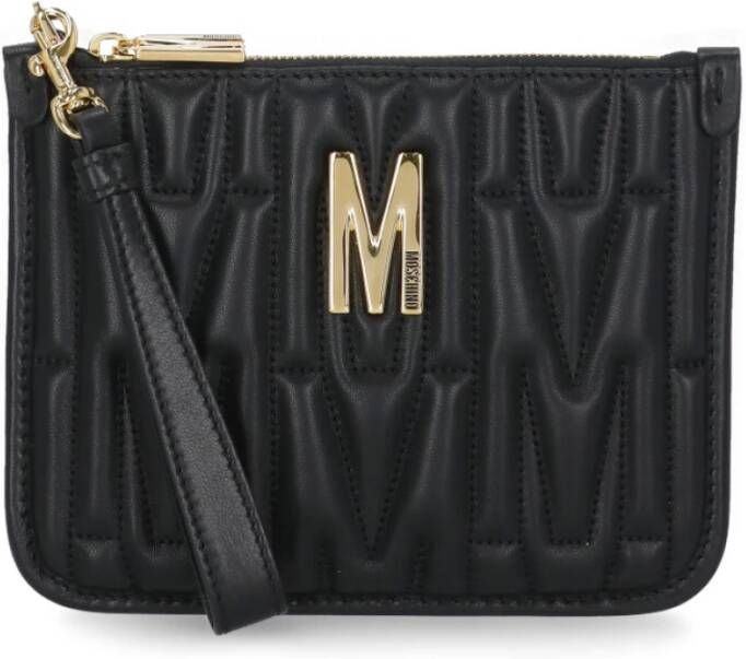 Moschino Zwarte Gewatteerde Leren Pochette voor Vrouwen Black Dames