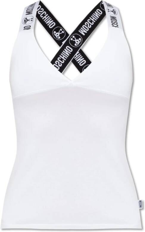Moschino Top met logo White Dames