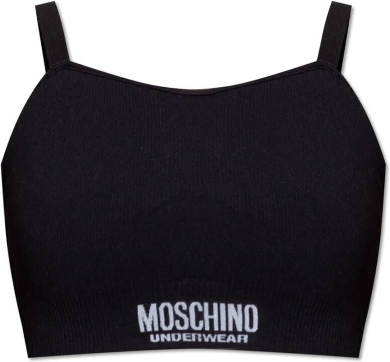 Moschino Top met logo Zwart Dames
