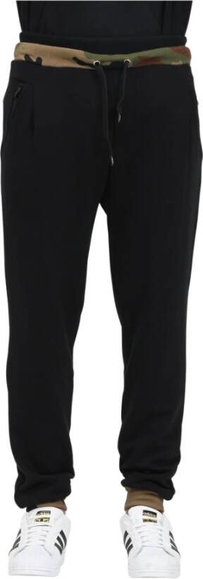 Moschino Camouflage Print Sweatpants met elastische tailleband en ritssluiting Black Heren