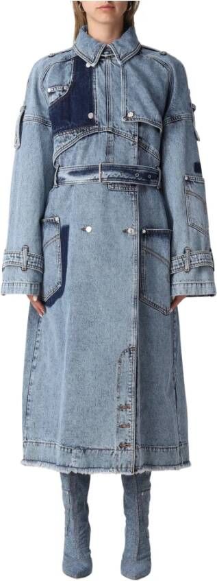 Moschino Spijkerjassen met knoopsluiting en patchdetails Blauw Dames