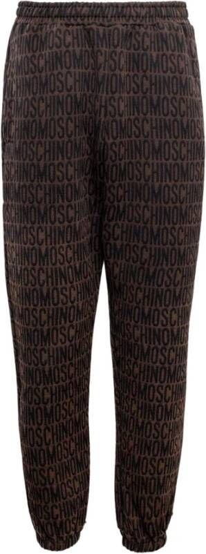 Moschino Logo-print elastische tailleband track pants Brown Heren