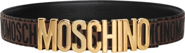 Moschino Verstelbare Logo Riem met Gespsluiting Brown Dames