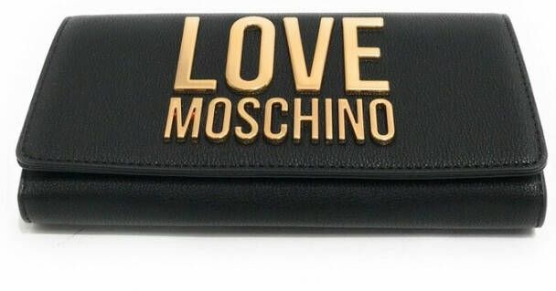 Love Moschino Pasjeshouder Portemonnee Drukknoopsluiting Effen Kleur Logo Details Black Dames