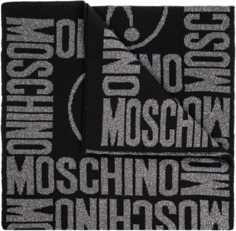 Moschino Logo Sjaal met Lurex Dubbelzijdig Black Dames