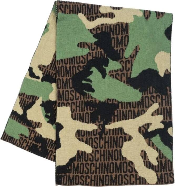 Moschino Camouflage Wollen Sjaal Green Dames