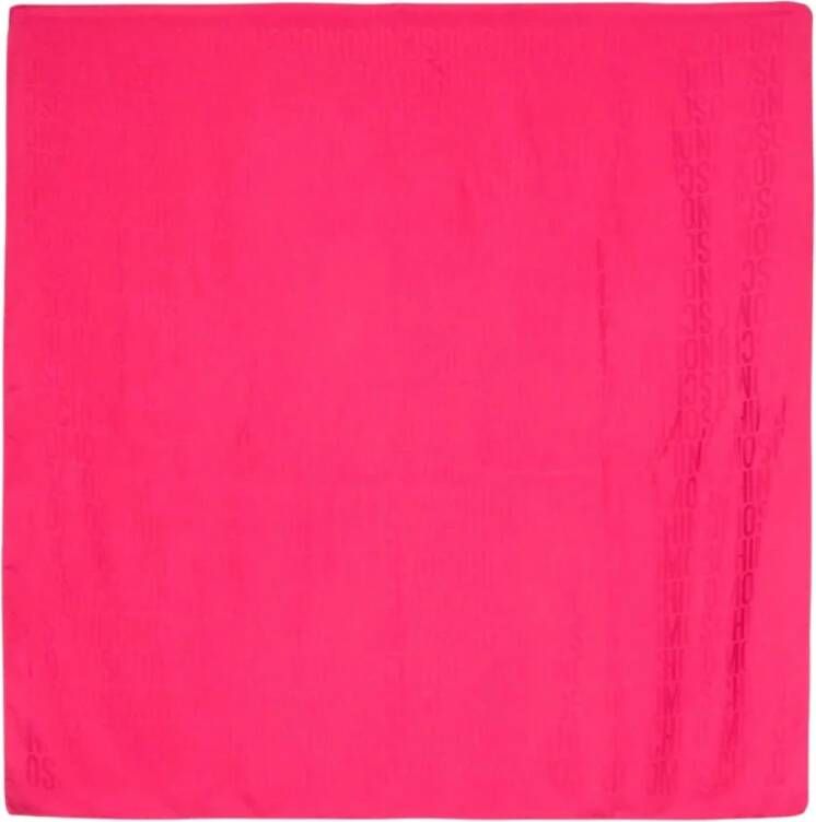 Moschino Fuchsia Zijden Jacquard Logo Sjaal Pink Dames
