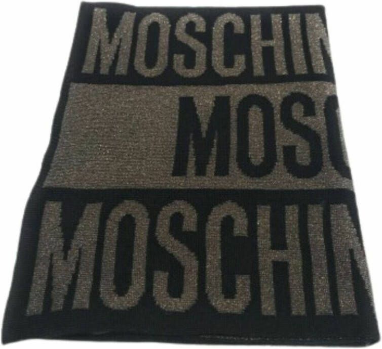 Moschino Iconisch Logo Wollen Sjaal Black Dames
